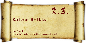 Kaizer Britta névjegykártya